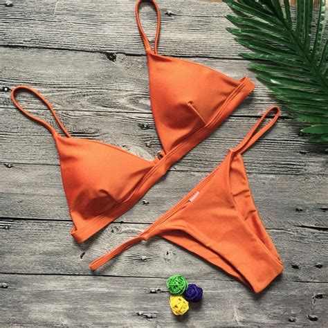 Orange Push Up Bikini The Wave Dont Stop