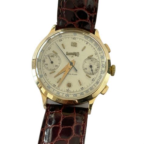 Vintage Eberhard Co Extra Fort K Gold Chronograph Men S Watch