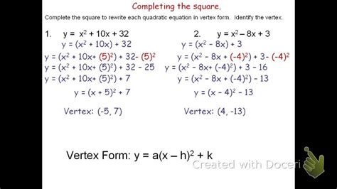 Practice Problems On Vertex Form