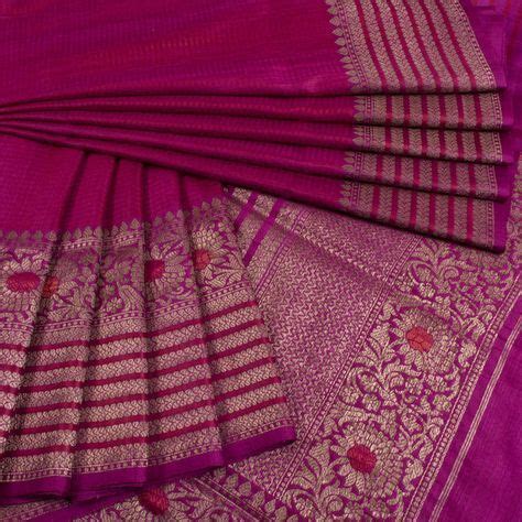 Magenta Handwoven Banarasi Kadhwa Tussar Silk Saree From AVISHYA