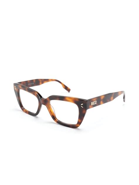 Mcq Square Frame Tortoiseshell Effect Glasses Farfetch