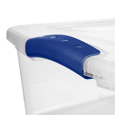 Sterilite 32 Qt Clear Plastic Storage Bins Latch Box Stadium Blue