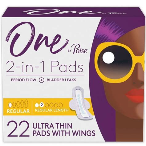 One By Poise Feminine Pads With Wings 2 In 1 Period And Bladder Leakage