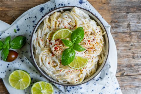 Gesunde Blumenkohl Pasta vegan ölfrei Mrs Flury