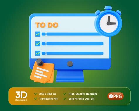 Premium PSD Project Task 3d Illustration 3d Time Management