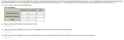 Solved A Use This Data To Construct A Joint Probability Chegg