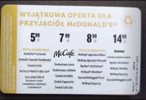 Nowa Oryginalna Bonifikarta Mcdonalds Wrocław Kup teraz na Allegro