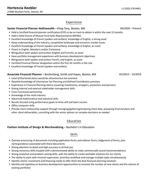 Financial Advisor Resume Sample Raisa Blog