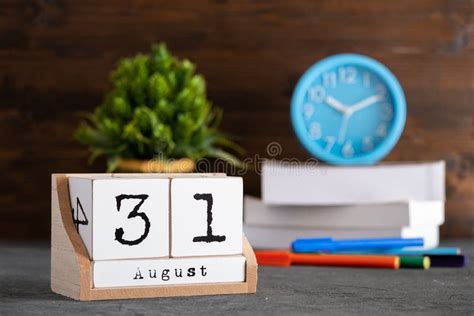 August 31st Image Of August 31 Calendar On Yellow Background With