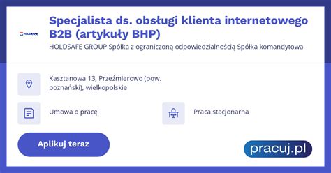 Oferta pracy Specjalista ds obsługi klienta internetowego B2B