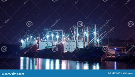 Shipping port stock photo. Image of night, industrial - 29461850