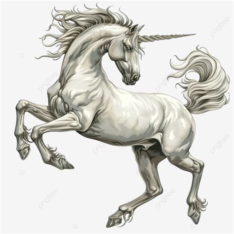 Heraldic Unicorn Horse With Horn From Mythology Rearing Rampant On Its ...