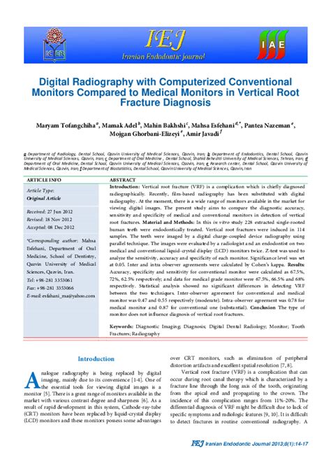 (PDF) Digital Radiography with Computerized Conventional Monitors ...