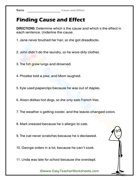 Identifying Cause And Effect Worksheets