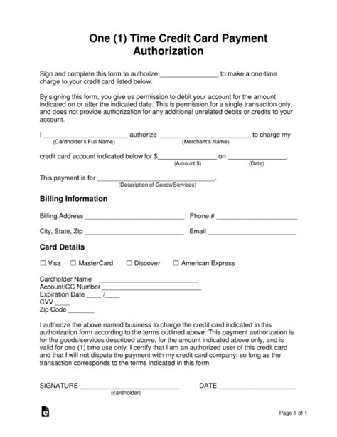 Free Credit Card Authorization Form Pdf Fillable Template