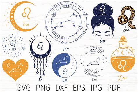 Leo zodiac signs svg bundle, constellation svg, astrology