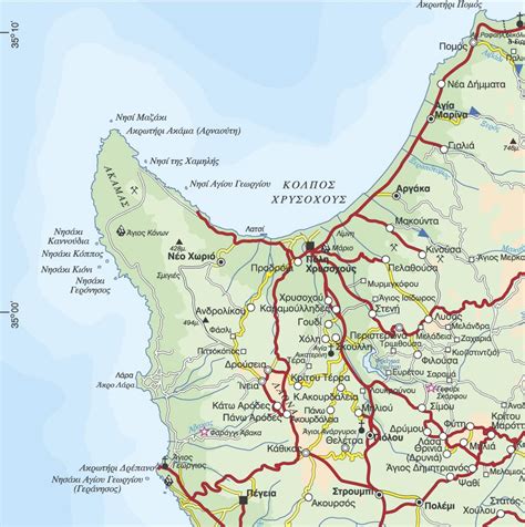 Physical Map Of Cyprus In Greek Selas Mapping Services