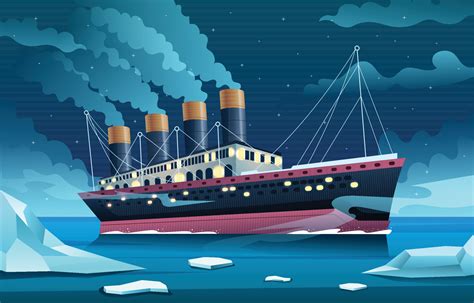 Titanic Ship in the Middle of the Sea 23429278 Vector Art at Vecteezy