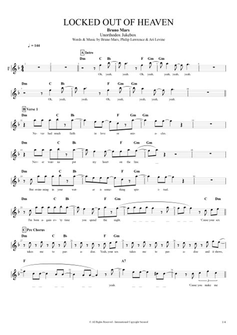 Locked Out Of Heaven Tab By Bruno Mars Guitar Pro Full Score