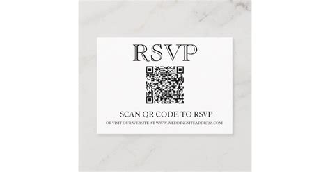 Qr Code Wedding Rsvp Simple Business Card Zazzle