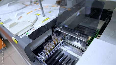 Test Tubes Filled With Blood Are Placed Into The Apparatus Medical