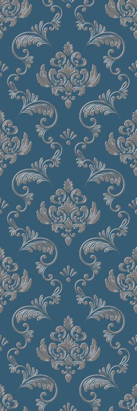 Papier Peint Vintage Design Baroque Bleu Et Or Tenstickers