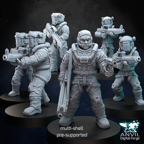 Digital Nasa Punk Astronauts Wargaming Miniature Stls For Home 3d