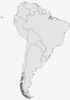 Continent South America Blank Map Capitals South America Countries Mute