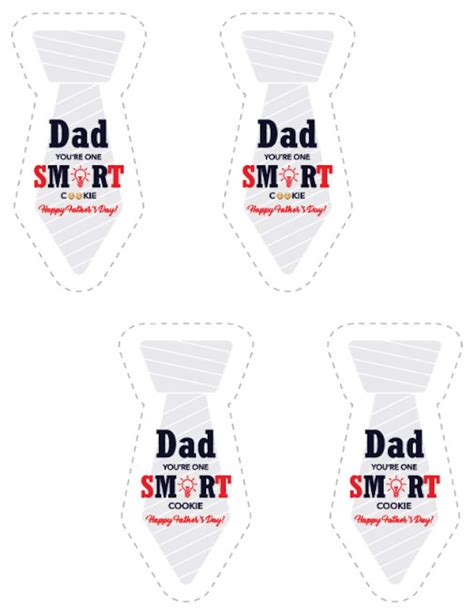 Dad Youre One Smart Cookie Tag Tie Shape Printable Etsy