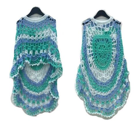 Crochet Poncho Sea Foam Long Circular Asymmetric Shawl Crochet Cape Knitted Cape Crochet