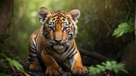 Tiger cub in jungle photo | Premium AI-generated image