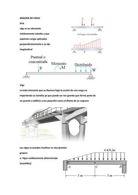 Cap 6 Estatica Analisis De Vigas Una Viga Es Un Elemento Relativamente Esbelto Y Que