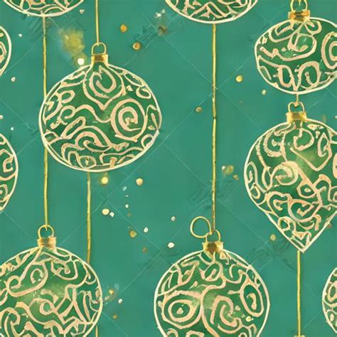 Download Eye Catching Green And Gold Christmas Ornaments Pattern Patterns Online Creative Fabrica