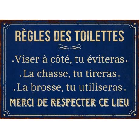 Plaque décorative Règles des toilettes par Antic Line