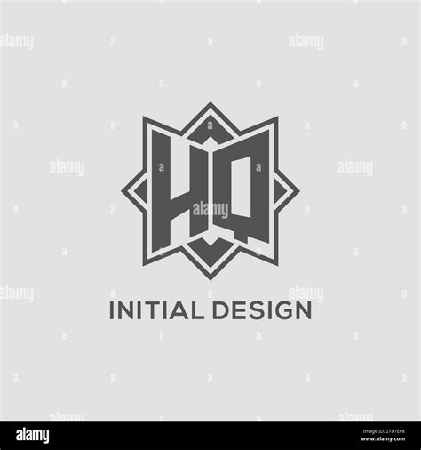 Monogram Hq Logo With Eight Point Star Style Design Vector Graphic