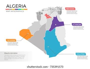 Algeria Map Infographics Vector Template Regions Stock Vector Royalty