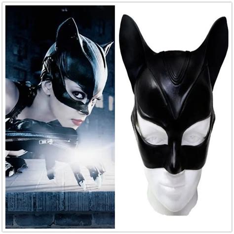 Adult Catwoman Mask Batman Cosplay Costume Sexy Black Half Face Latex