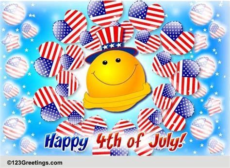 4th Of July Smiley Hugs Free Happy Fourth Of July Ecards 123 Greetings