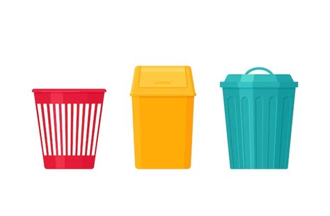 Premium Vector | Garbage bin. Trash can. illustration. Flat design.