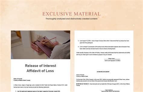 Release Of Interest Affidavit Of Loss In Word Pdf Pages Google Docs