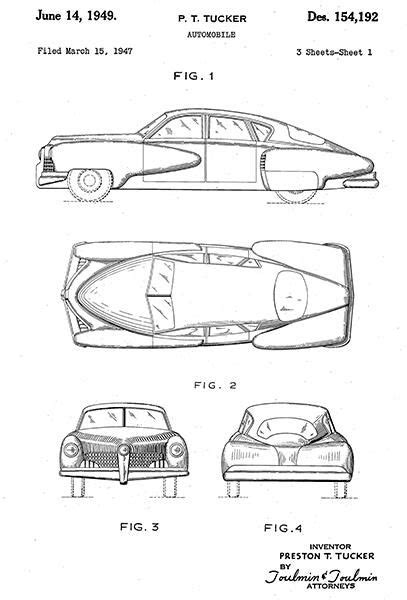 1949 - Tucker Automobile - P. T. Tucker - Patent Art Poster | Tucker ...