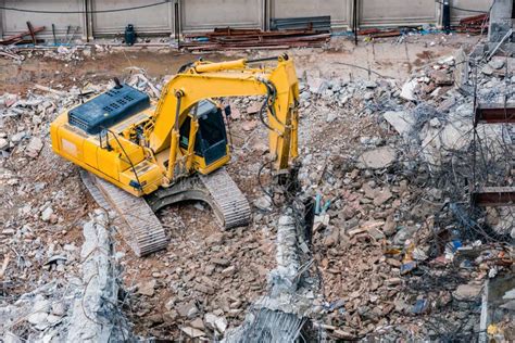 An Excavator Working at Demolition Site Stock Image - Image of environment, heavy: 114766935