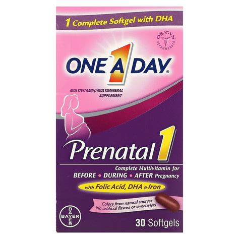 One A Day Prenatal 1 With Folic Acid Dha And And Iron Multivitamin