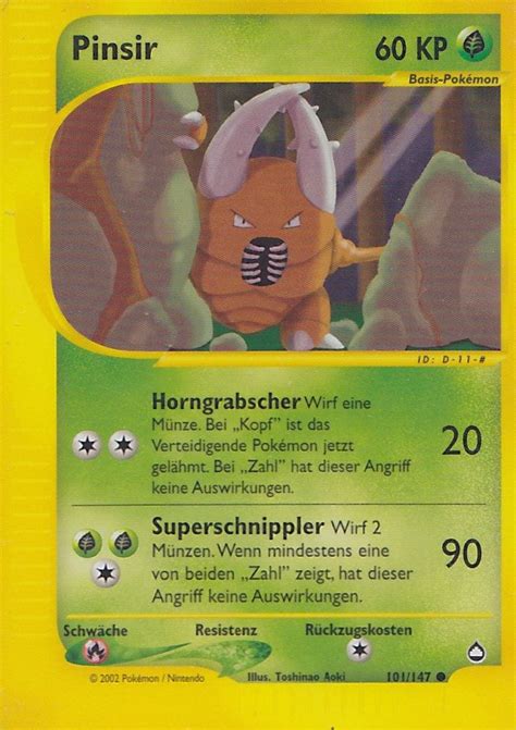 Pinsir 9 101 Wert Bild Künstler Seltenheit Pokemonkarte de