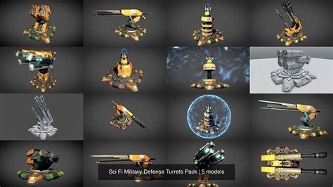 Sci Fi Military Defense Turrets Pack D Model Collection Cgtrader