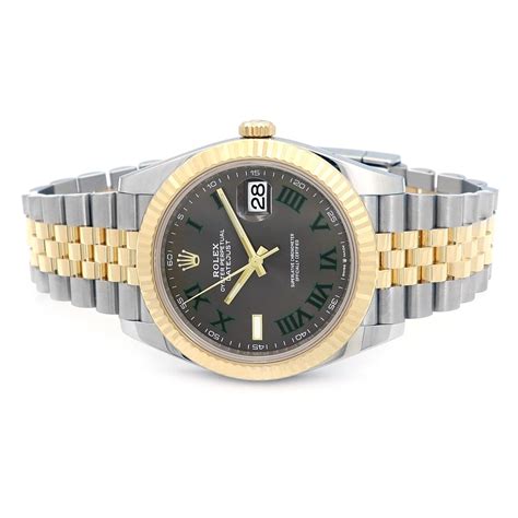 Mm K Yellow Gold And Stainless Steel Datejust Wimbledon