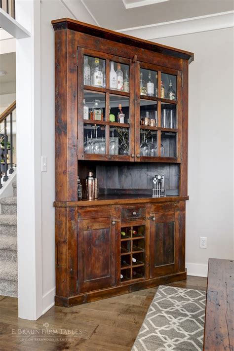 Rustic Dry Bar Corner Cabinet with Wine Bottle Storage