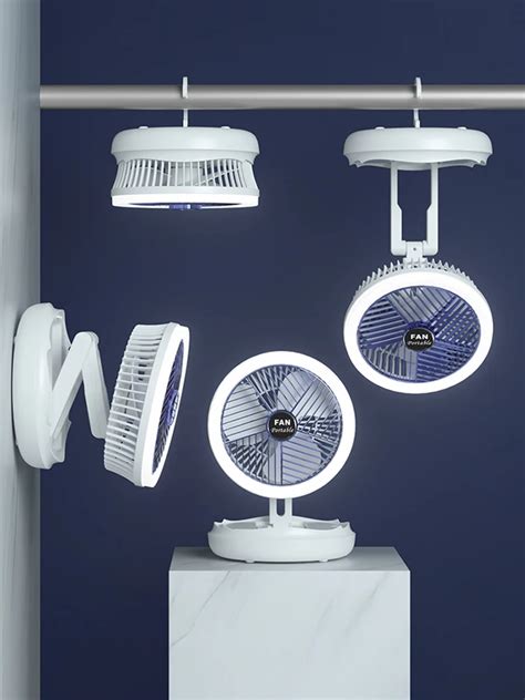 Ventilador De Mesa Dobr Vel Port Til Luz LED Pendurado Ventilador