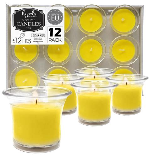 Hyoola Clear Cup Filled Citronella Votive Candles 12 Hour Burn Time