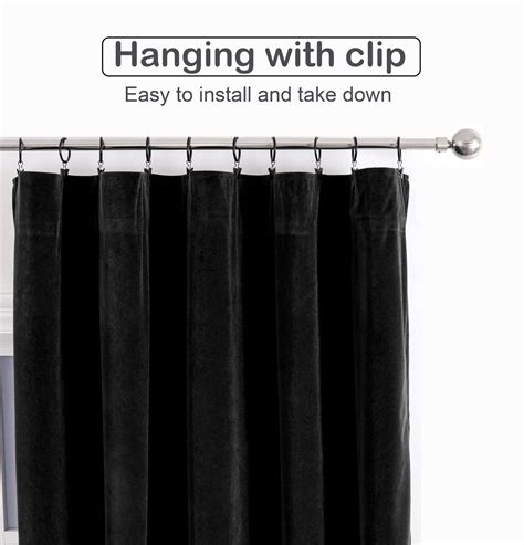 Joydeco Black Velvet Curtains Inch Length Panels Burg Set Luxury